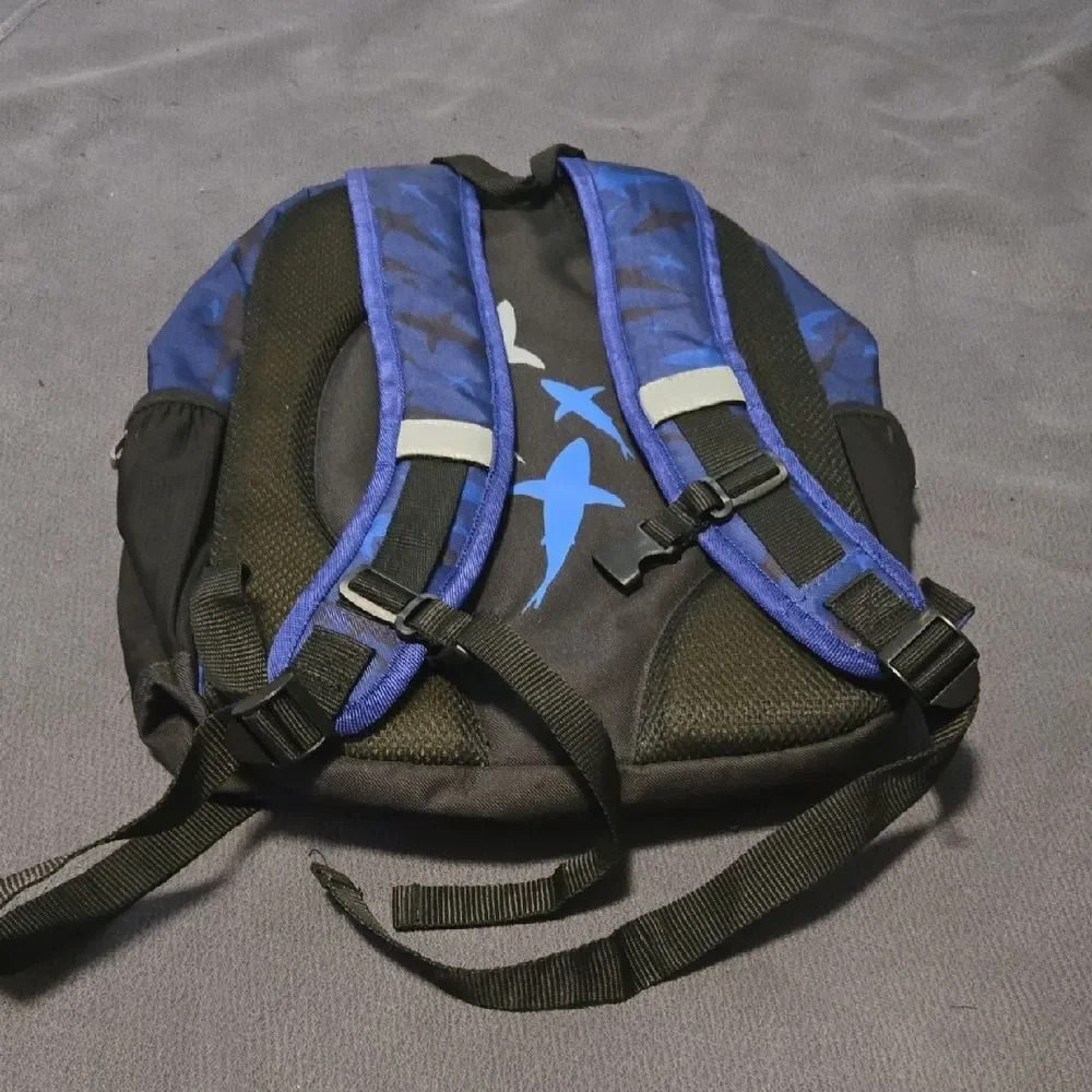 Blue and Black Kids Shark Backpack